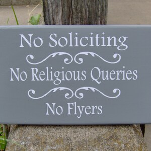 No Soliciting No Religious Queries No Flyers Wood Sign Vinyl Sign Door ...