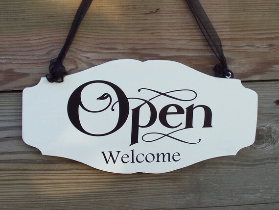 Open Welcome Closed Please Come Again Wood Vinyl Sign Business Signs For Windows Office Daily Entryway Door Decor Signage Indoor Inside Art