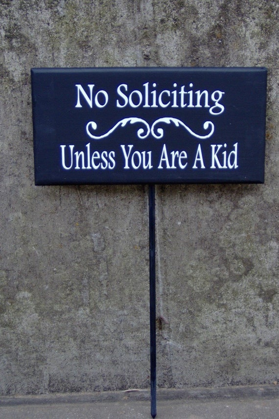No Soliciting Unless You Are A Kid Wood Vinyl Sign Yard Stake Front Door Decor Entry Sign Porch Sign Scouts Home Decor Outdoor Door Sign