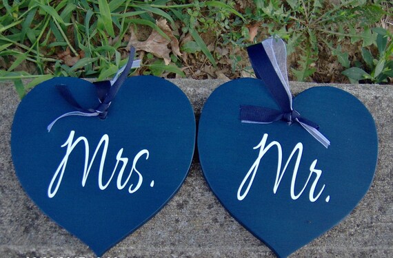 Hearts Cutouts Wood Wedding Signs Party Reception Decorations Mr and Mrs Signage