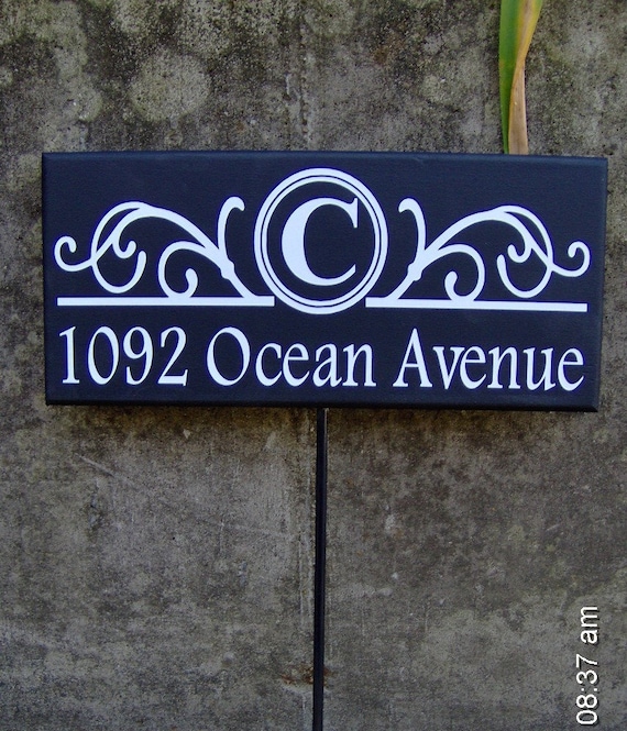 House Number Plaque Address Sign for Yard or Lawn Personalized Gift or Self Gifting Custom Wood Vinyl Stake Sign Decorative Home Decor Art