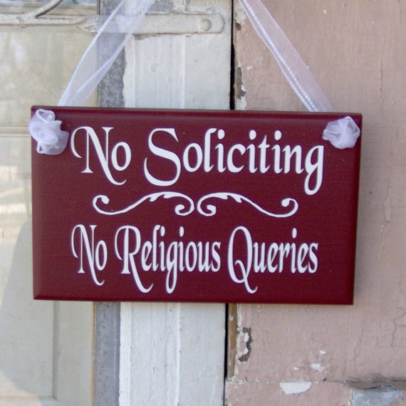 No Soliciting No Religious Queries Front Door Signs for Interior Exterior Decor Porch Wall Hanging Everyday Home Decoration Wood Vinyl Signs