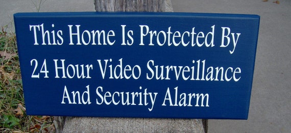 House Security Signs Home Protected 24 Hour Video Surveillance Security Alarm Wood Vinyl Signs Outdoor Front Yard Warning Sign Property Sign