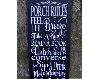 Porch Rules Wood Vinyl Vertical Porch Sign Decor Modern Farmhouse Outdoor Vertical Sign Deck Wall Hanging Summer Patio Wall Plaque Home Sign