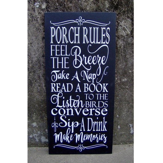 Porch Rules Wood Vinyl Vertical Porch Sign Decor Modern Farmhouse Outdoor Vertical Sign Deck Wall Hanging Summer Patio Wall Plaque Home Sign