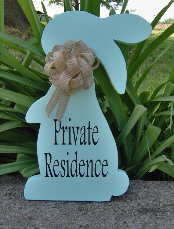 Bunny Rabbit Farmhouse Primitive Rustic Country Private Residence Wood Vinyl Sign Porch Sign Home Decor Front Door Decor Privacy Door Gift