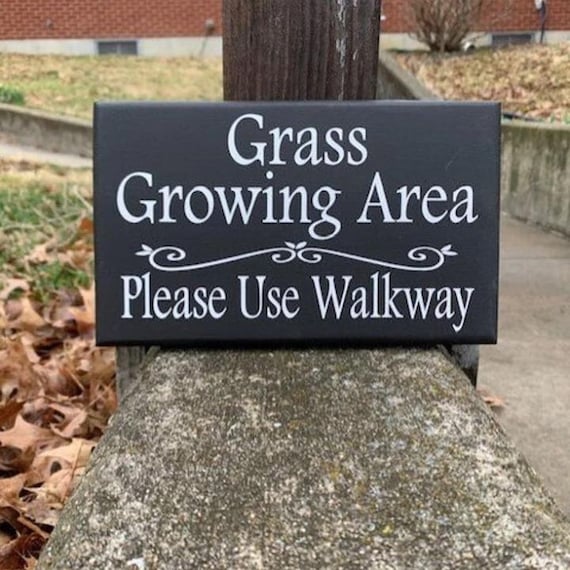 Please Use Walkway Grass Area Landscape Lawn Sign for Front Yard of Homes or Businesses Decorative Handmade Outdoor Wood Signage Keep Off