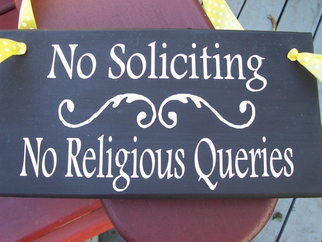 No Soliciting No Religious Queries Wood Vinyl Sign for Home Yard Sign ...