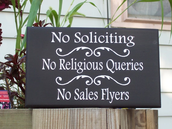 No Soliciting Sign No Religious Queries No Sales Flyers Wood Vinyl Home Decor Front Door Hanger Private Do Not Disturb Garage Wall Signs