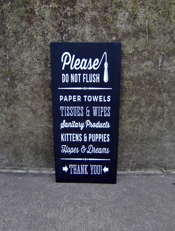 Please Do Not Flush Bathroom Wood Vinyl Cute Sign Wall Decor for Bath Powder Room Restroom Master Bathroom Decorative Signage Funny Home Art