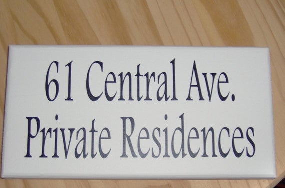 Private Residence Hanging Address Sign House Number Wood Vinyl Personalized Plaque for Door or Entry Wall Hanger with Options Home Business