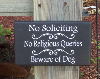 No Soliciting No Religious Queries Beware of Dog Outdoor Wood Sign Vinyl Stake Sign Pet Accessories Family Pet Owner Decor Gifts Warning