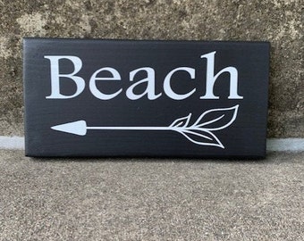 Directional Beach Arrow Signs Coastal Decor Wall Plaque for Vacation Homes Property Management Decor Wood Vinyl Signage