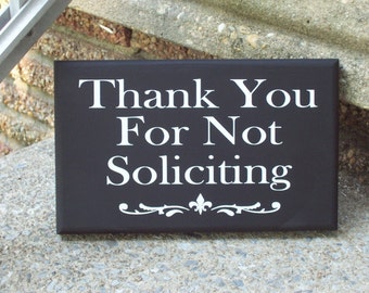 Polite Door Signs Thank You No Soliciting Wood Vinyl Signs Gift Ideas For Family Outdoor Front Porch Decor or Interior Exterior Door or Wall