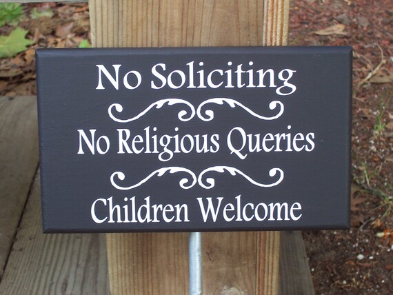 No Soliciting No Religious Queries Children Welcome Sign For Entryway Front Porch Wood Vinyl Stake Outdoor Sign Garden Decor Yard Art Scouts