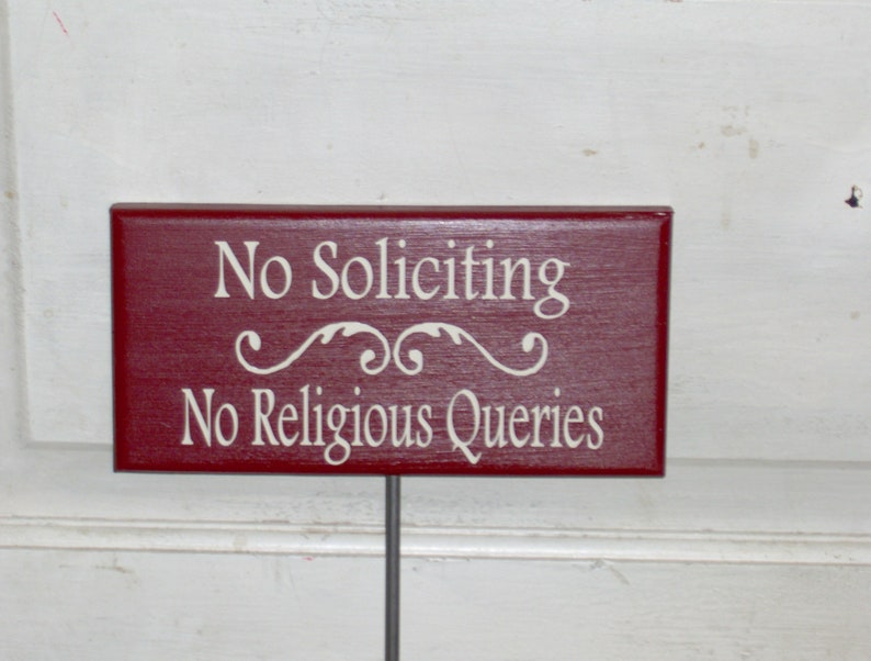No Soliciting No Religious Queries Wood Vinyl Rod Stake Sign - Etsy