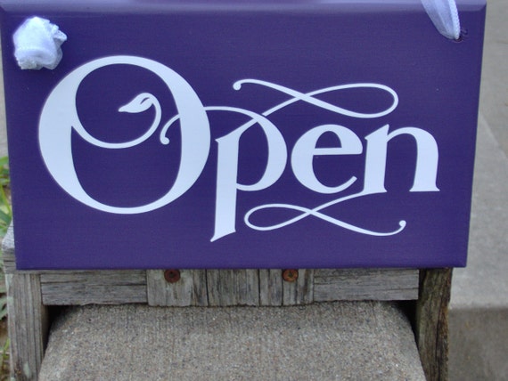 Open Sign Closed Sign Two Sided Reversible Business Door Sign or Entry Wall Plaque Wooden Vinyl Small Business Sign or Small Office Signage