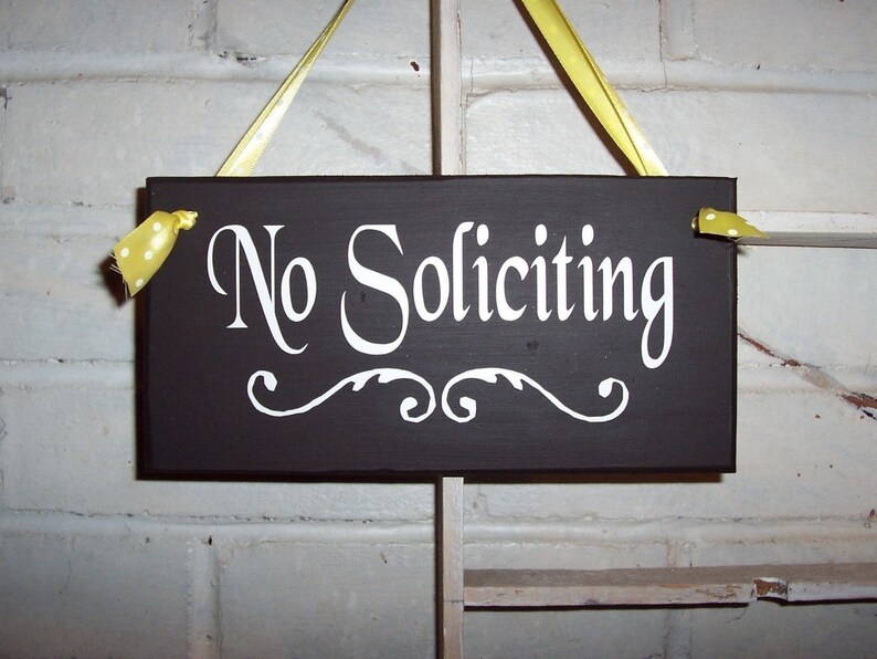 No Soliciting Hanging Door Sign Wood Vinyl Entry Door Hanger Etsy