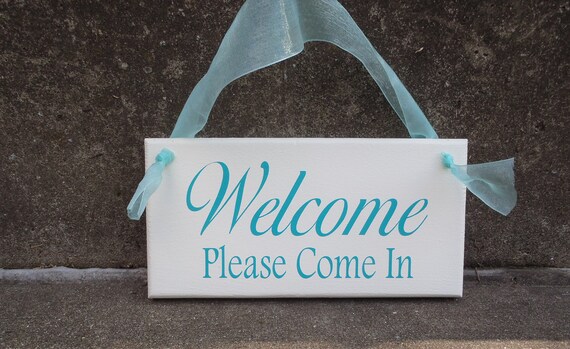Please Come In Sign Welcome Wood Vinyl Sign Entryway Office Sign Business Door Decor Supplies Massage Therapy Salon Spa Shop Wall Hanging