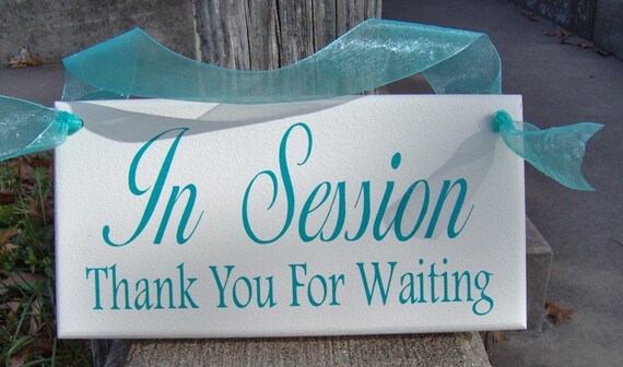 Signs for Salon In Session Sign Thank You For Waiting Wood Vinyl Sign Business Door Hanger for Home Office Items for Massage Therapists Spa