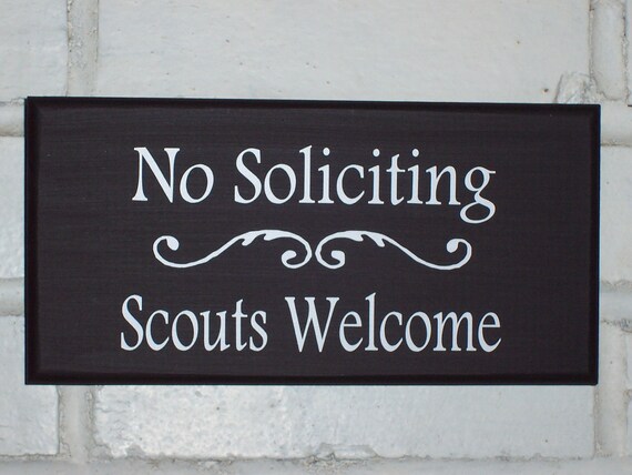 No Soliciting Scouts Welcome Wood Vinyl Sign Do Not Disturb Unless a Scout Everyday Entry Door or Wall Hanging Decor Items