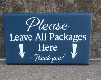 Leave Packages Here Thank You Wood Sign with Down Arrows Wood Vinyl Front Door Hanging Sign or Entry Porch Wall Plaque Decor Deliveries Sign