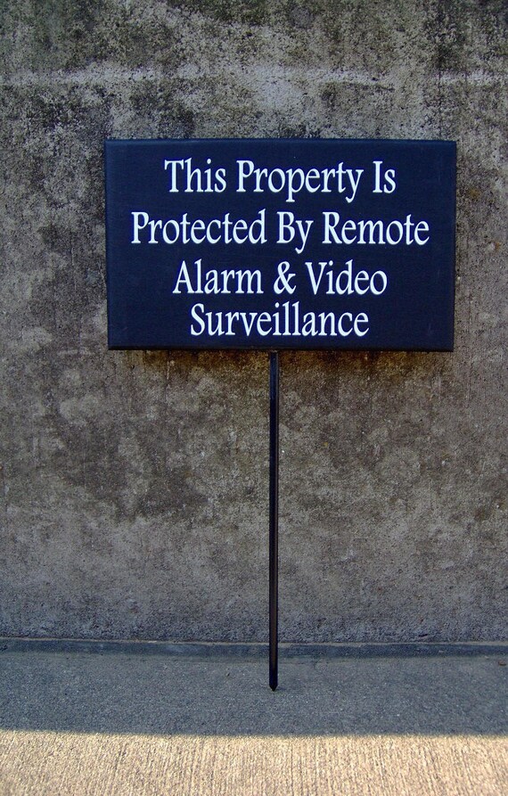Property Remote Alarm Video Surveillance Wood Vinyl Outdoor Sign Camera Security Devise Warning Sign Front Yard Decor Porch Entrance Sign