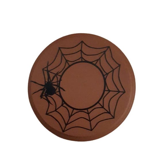 Halloween Spider Web Wooden Candle Mat Vinyl Design Halloween Holiday Table Decor Home Decor Holder Orange Black Day Of Dead Party Supplies
