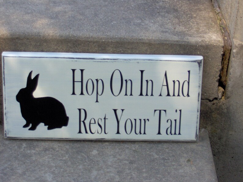 Bunny Rabbit Sign Rabbit Silhouette Hop in Rest Your Tail Wood - Etsy