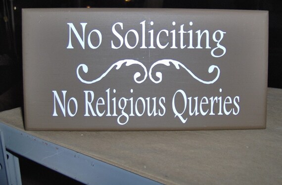 Front Door No Soliciting Signs No Religious Queries Decorative Wooden Entry Decor to Homes Businesses Do Not Disturb Rectangle Vinyl Decor