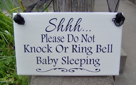 Please Do Not Knock Ring Bell Baby Sleeping Sign Front Door Decor Wall Hanging Mother's Day Gift or Baby Gift Shower Gifts Wood Vinyl Signs