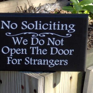 No Soliciting Do Not Open Door For Strangers Wood Sign Vinyl Home Decor Front Door Hanger Privacy Sign Do Not Disturb Yard Sign Porch Sign image 2