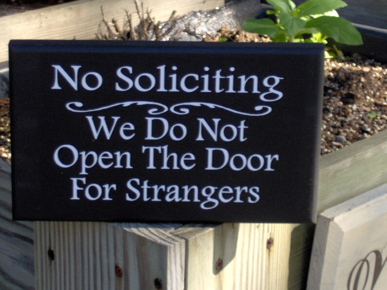 No Soliciting Do Not Open Door For Strangers Wood Sign Vinyl Home Decor Front Door Hanger Privacy Sign Do Not Disturb Yard Sign Porch Sign image 2