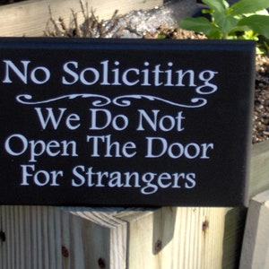 No Soliciting Do Not Open Door For Strangers Wood Sign Vinyl Home Decor Front Door Hanger Privacy Sign Do Not Disturb Yard Sign Porch Sign image 3
