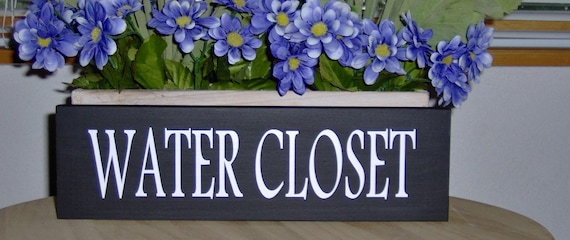 Chic Water Closet Sign Elegant Bathroom Decor for Home or Office Accent Perfect for Powder Room Wall Decor or Shelf Sitter Wooden Vinyl Sign