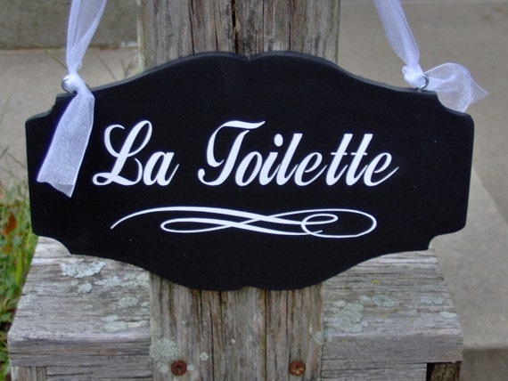 La Toilette Sign Wood Vinyl Sign French Country Style Sign for Bathroom Restroom Powder Room Washroom Master Bath Door Sign Decoration Home