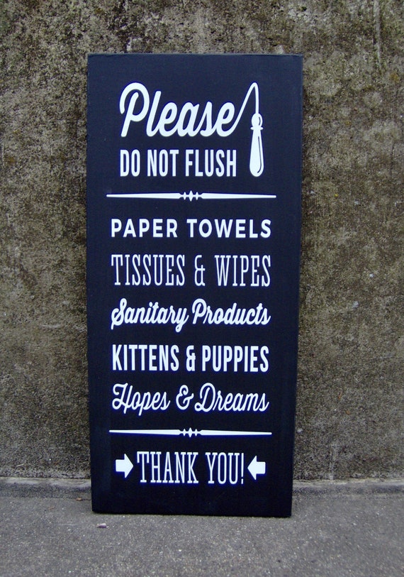 Bathroom Wall Hanging Sign Do Not Flush Cute Fun Vertical Restroom or Powder Room or Washroom for Homes Decor or Business Wood Vinyl Plaque