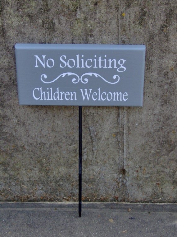 Entryway Signs Porch Signs No Soliciting Children Welcome Yard Stake Sign Garden Landscape Signs Door Entryway or Porch Entry Decor Plaque