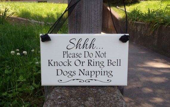 Front Door Dogs Sign Napping Do Not Knock Ring Bell Wood Vinyl Custom Entrance Doorbell Wall Plaque Do Not Disturb For Front Porch Decor