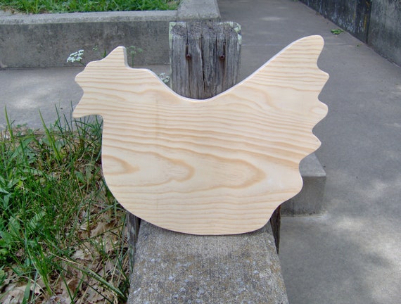 Chicken Unfinished Wood Cutouts Block Craft Supply Shape Farm Decor Do It Yourself Crafter Wooden Blank for Make and Take Arts Paint Parties