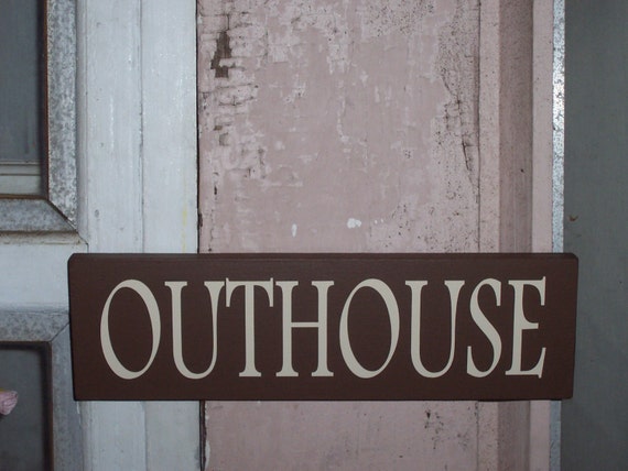 Outhouse Bathroom Decor Primitive Signs for Powder Room Master Bedroom Bath Restroom Door Hanger Pool House Wood Vinyl Wall Plaque