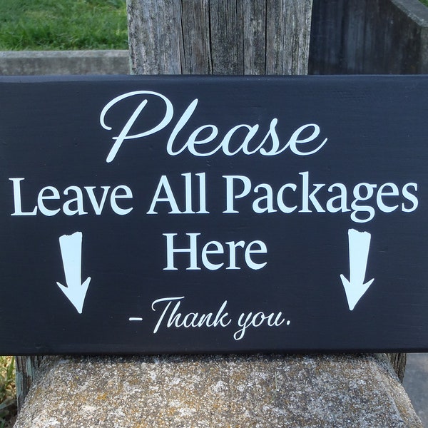 Package Delivery Sign Please Leave Packages Here with Arrows Wood Vinyl Front Door Hanger Sign for Entryway Porch Outdoor Directional Signs