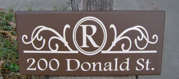 Personalized Sign for Front Door Initial House Number Street Address Wood Vinyl Signage for Yard or Porch Wall Hanging or Entrance Sign Gift