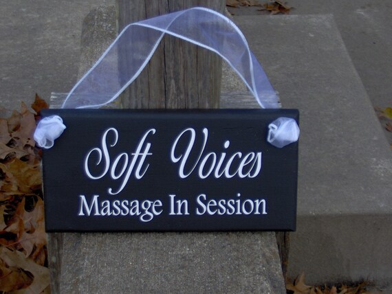 soft voices massage in session wood sign vinyl door hanger etsy