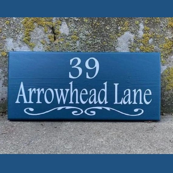 Street Address Sign with House Number Entry Directional Signs Porch Custom Outdoor Entrance Wall Hanging or Driveway Sign Wood Vinyl Signage