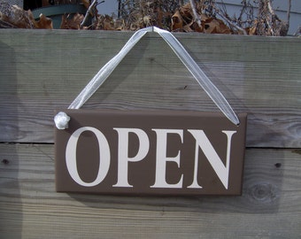 Open Sign Closed Wood Vinyl Sign Two Sided Sign Reversible Sign Business Shop Retail Boutique Signage Office Decor Unique Door Decor Hanger