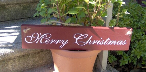 Merry Christmas Sign Decorative Front Entrance Door Decor or Wall Hanging Wood Vinyl Sign For Homes or Businesses Interior or Exterior Decor