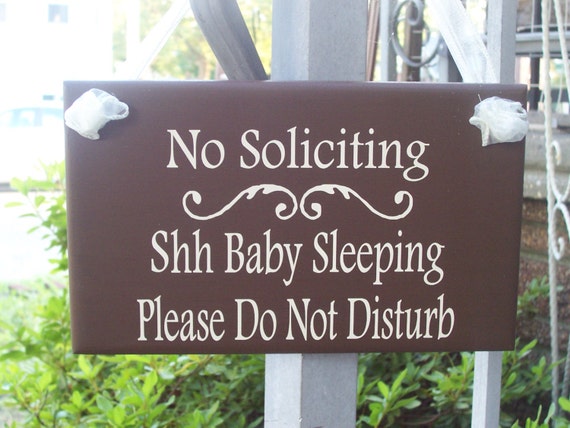 No Soliciting Sign Shhh Baby Sleeping Sign Please Do Not Disturb Wood Vinyl Sign New Baby Gift Front Door Sign Quiet Please Zone Moms Dads
