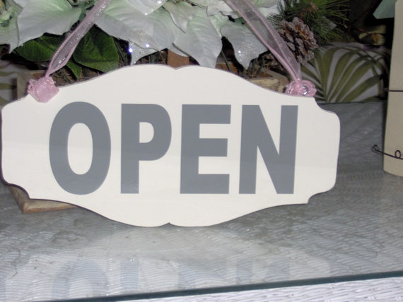 Open Closed Wood Vinyl Sign Reversible Double Sided Sign Office Front Door Decor for Business Retail Stores Shops Salons Massage Therapy