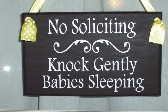 No Soliciting Knock Gently Babies Sleeping Wood Vinyl Sign New Mom Gift for Entry Door or Wall Decor
